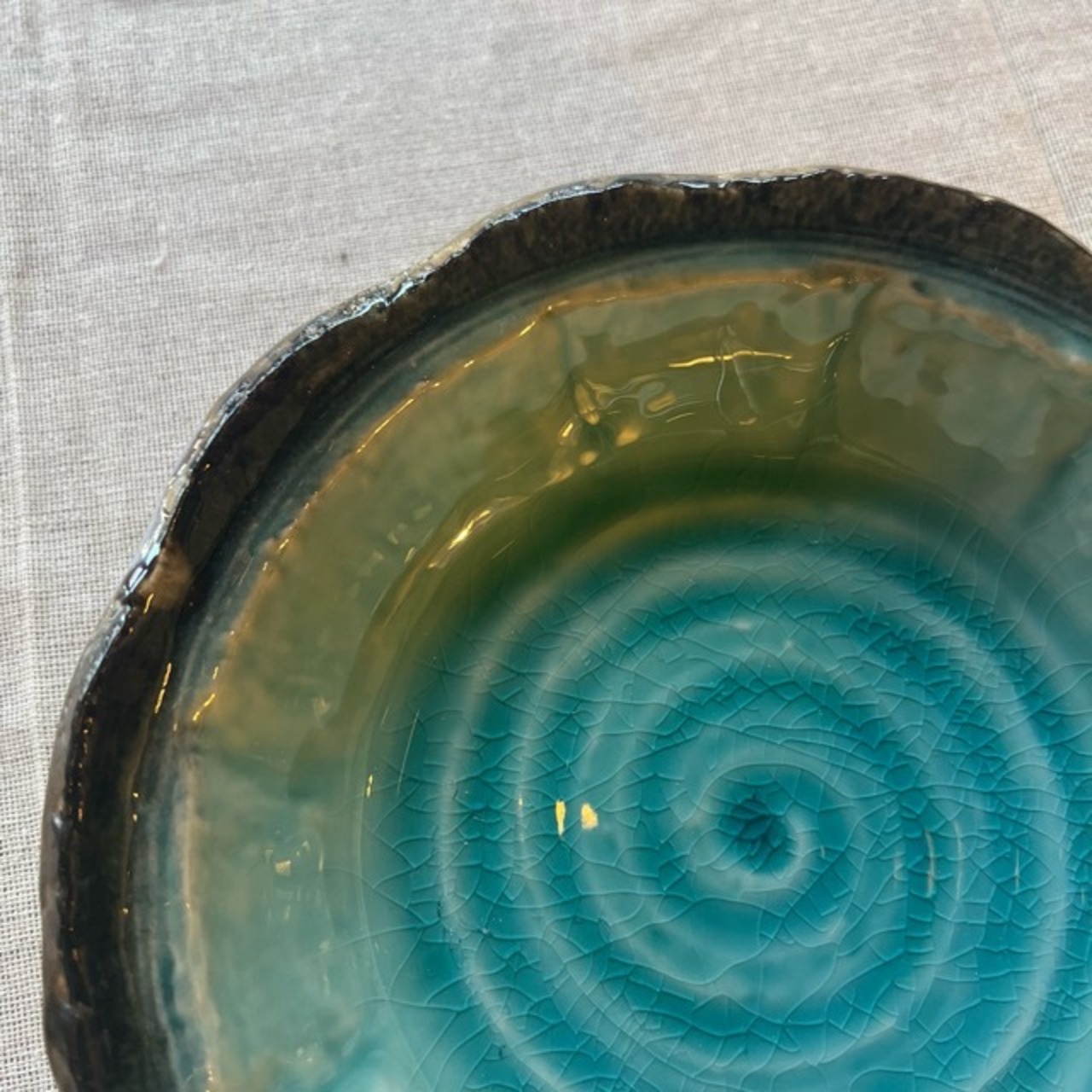 均窯トルコブルー手作り風煮物鉢　中鉢 日本製 美濃焼 和食器　トルコブルー　ブルー　Plate　Blue