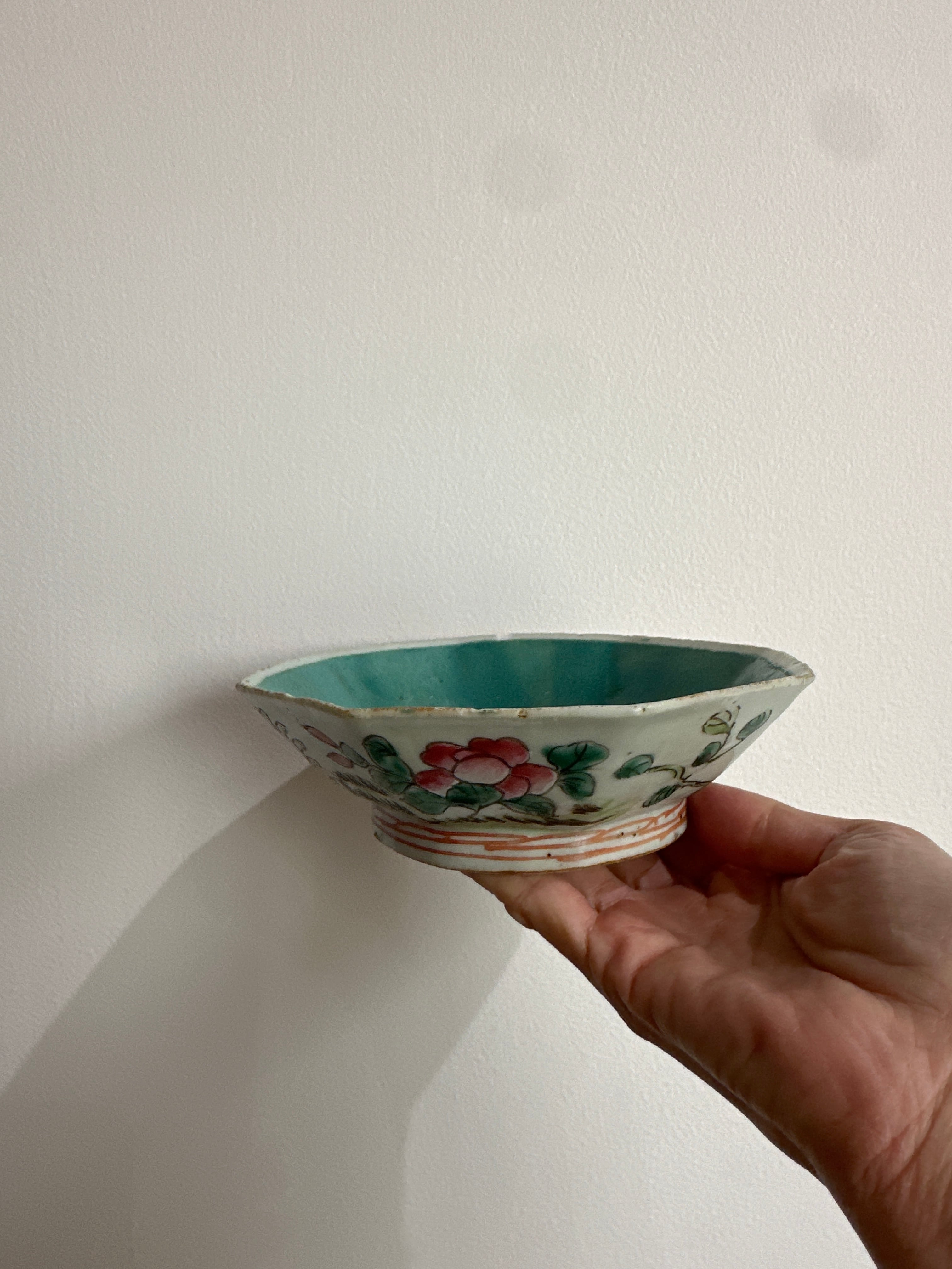 OLD CHINA ターコイズ陶器製ボウル