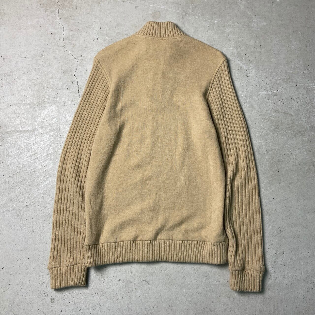 ラコステ M相当 ボーダー柄 ハーフジップニット ウールニット プル 