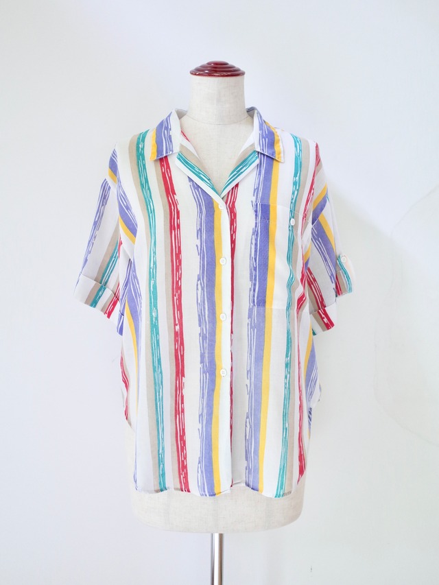 80s USA stripe S/S shirt