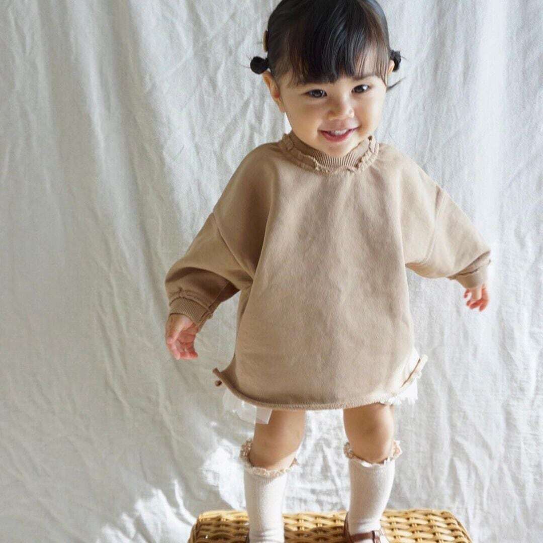 TAN☆裏起毛ロンパース 親子】ピュアカラーダメージデザインロンパースORトレーナー | Dreambaby