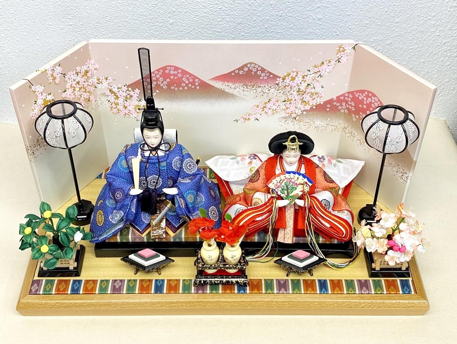 雛人形 親王飾り 芥子 親王飾り 山に桜 屏風畳台飾り 吉藤作 ひな人形