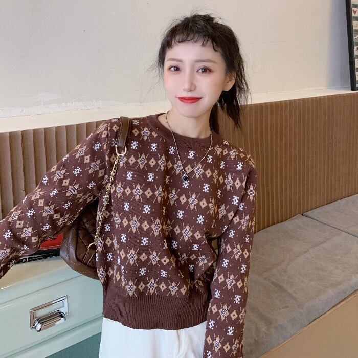 ニットセーター トップス オータムウィンタースタイルルーズプルオーバー ショート ロング 秋物 冬物 1号婦人58813916541