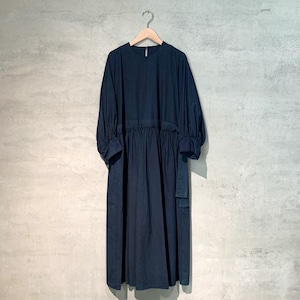 【COSMIC WONDER】Cotton silk typewriter farmer's dress/Sumi yambaru indigo/17CW17284-5