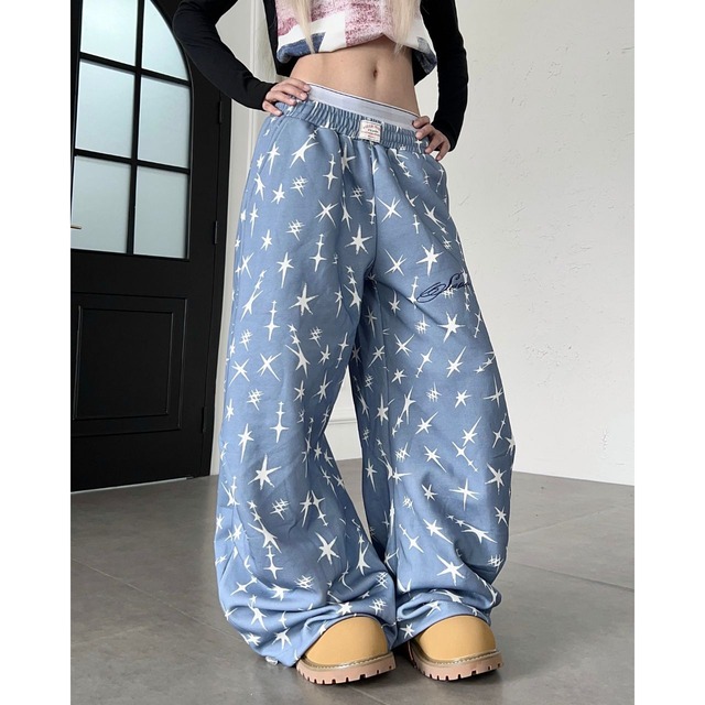 オールスターパターンルーズフォルムスウェットパンツ 1col R02569