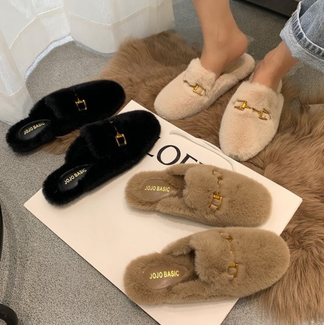 buckle eco boa slippers(3color)<s653>