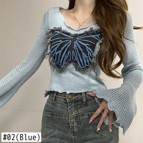 グラフィック Tシャツ クロップトップ Y2k フェアリーコア美学グランジ フレア袖スウィート ガール ボウ蝶セーターセクシー Tシャツ Ropa フレアスリーブ リボン 大人ガーリー キュート カジュアル | alex グラフィック Tシャツ クロップトップ Y2k フェアリーコア美学グランジ フレア袖スウィート ガール ボウ蝶セーターセクシー Tシャツ Ropa フレアスリーブ リボン 大人ガーリー キュート カジュアル | alex