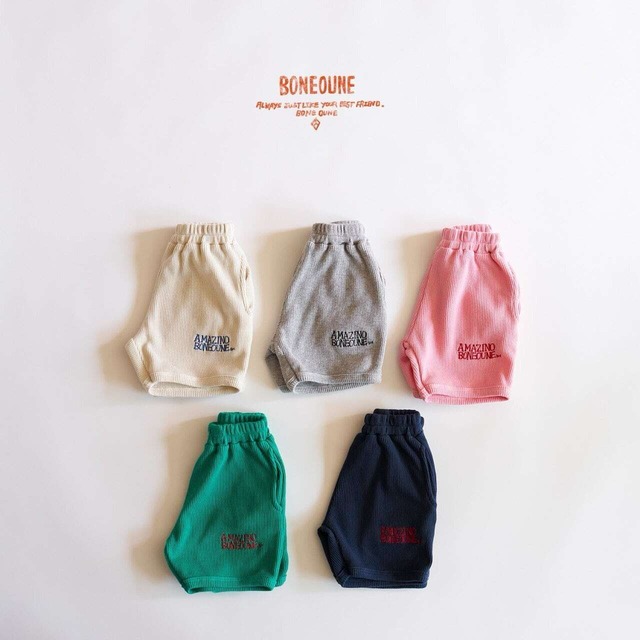 【予約・2024 summer】kids：waffle half pants〔ワッフルハーフパンツ〕　boneoune