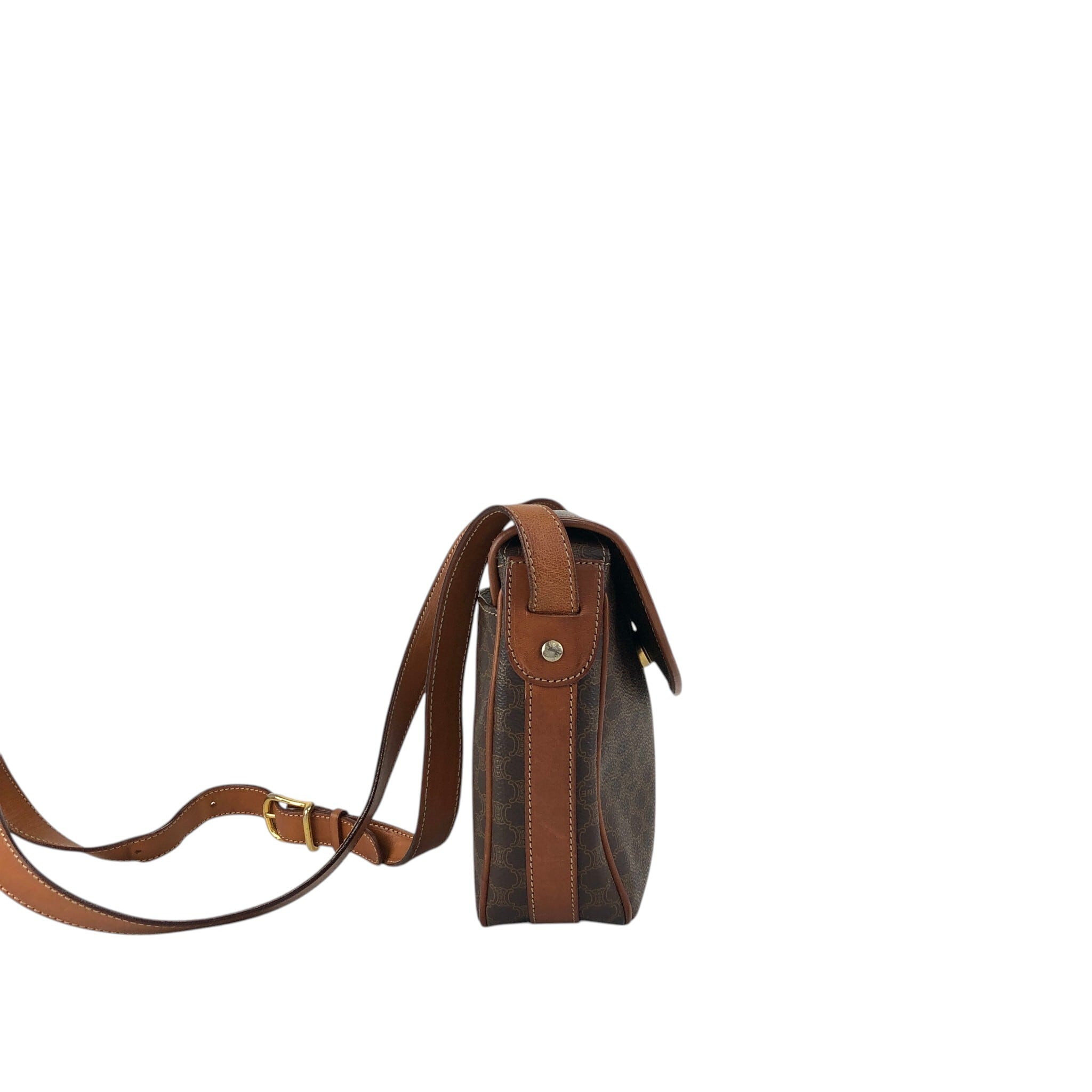CELINE セリーヌ マカダム ショルダーバッグ ブラウン ブラゾン型押し