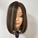 スキンレース生え際 未カット 30cm ナチュラルブラウン系ハイライト 百合子ウィッグレミー人毛100%