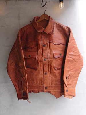 GOODKARMA DEVELOPMENT Reversible Leather Trucker Jacket"CHELSEA" T-Brown Color