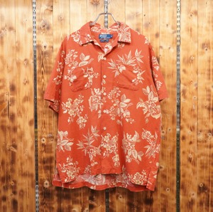 90s ralphlauren vintage camp 開襟シャツ オープンカラーシャツ L/ラルフローレン リネン コットン