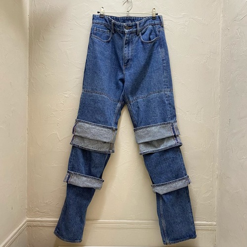 Y/PROJECT ワイ プロジェクト Evergreen Multi Cuff jeans マルチカフジーンズ レイヤードデニムパンツ インディゴ ユニセックス【代官山04】