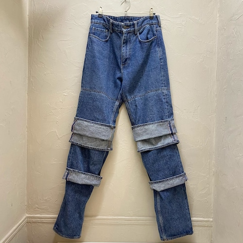 Y/PROJECT ワイ プロジェクト Evergreen Multi Cuff jeans マルチカフジーンズ レイヤードデニムパンツ インディゴ ユニセックス【代官山04】