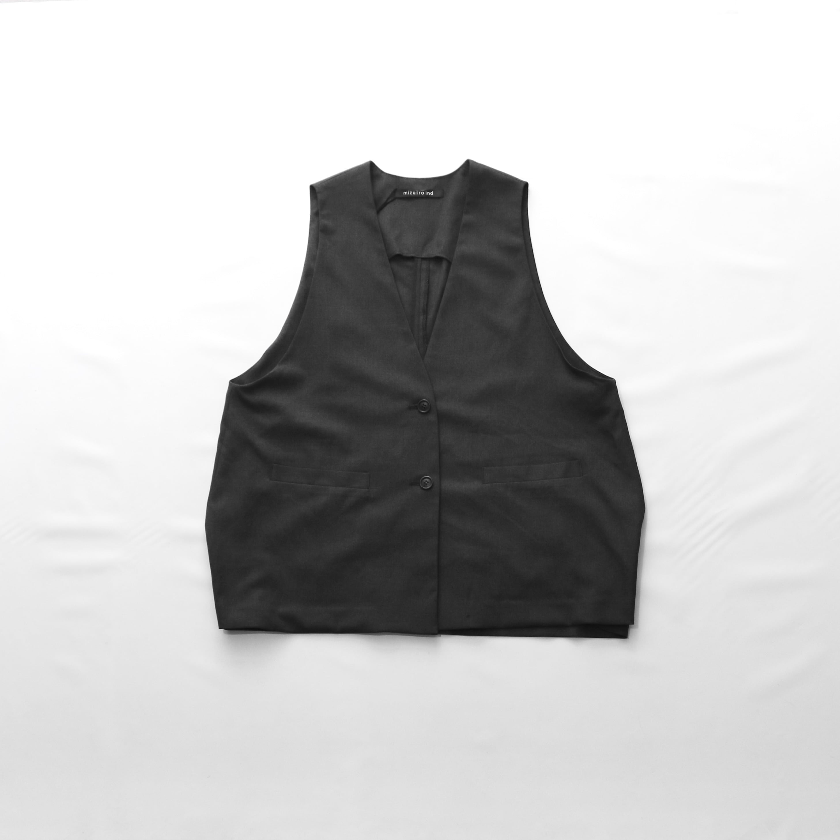 mizuiro ind 黒 ポリエステル ベスト mizuiro ind crew neck mizuiro ind 黒 ポリエステル ベスト mizuiro ind crew neck