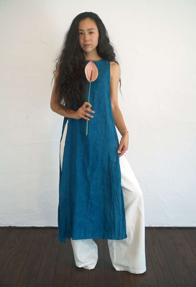 Indigo Dyed Linen Top