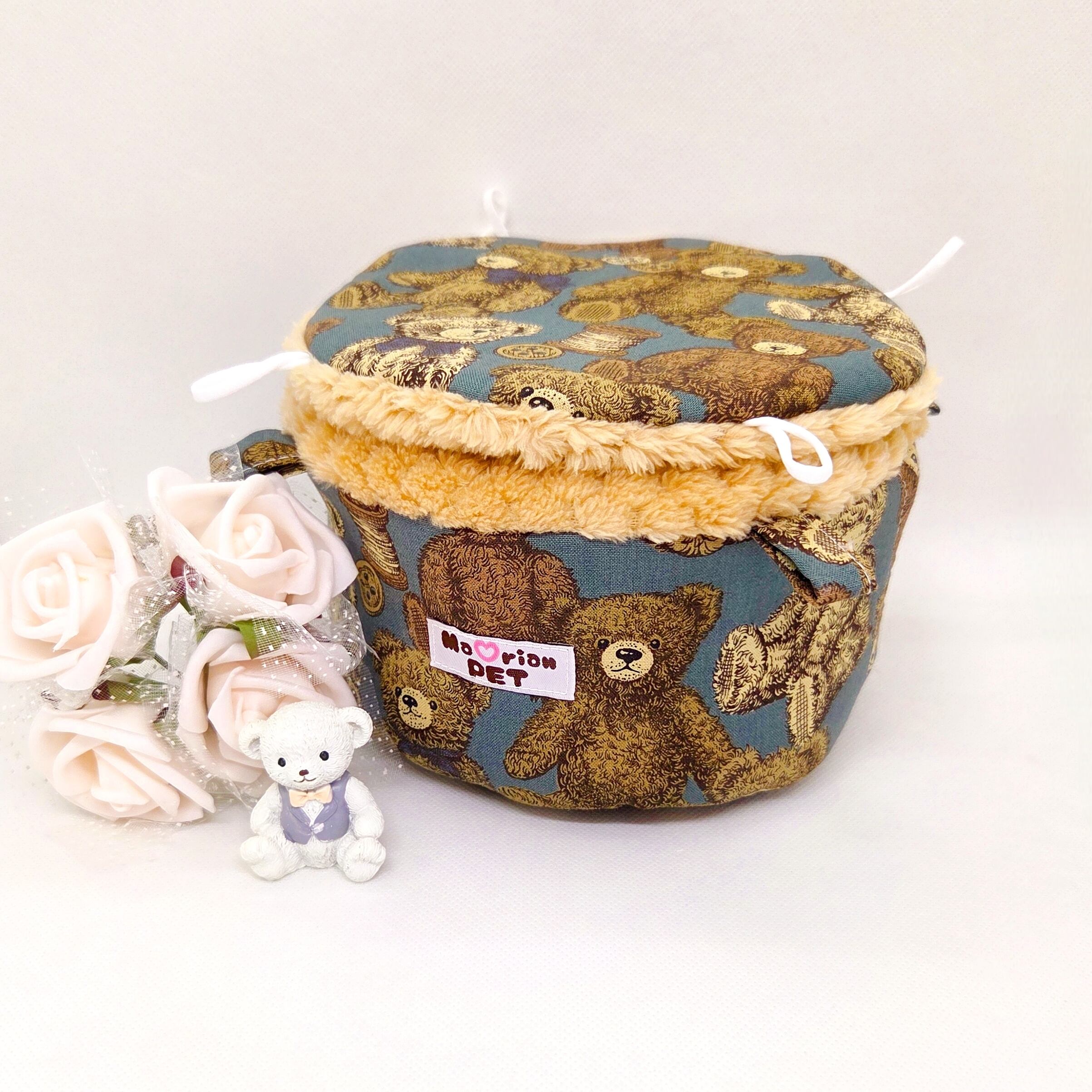 バーレルポーチ☘Mサイズ モモンガポーチ ヴィンテージベア パイナップルボア