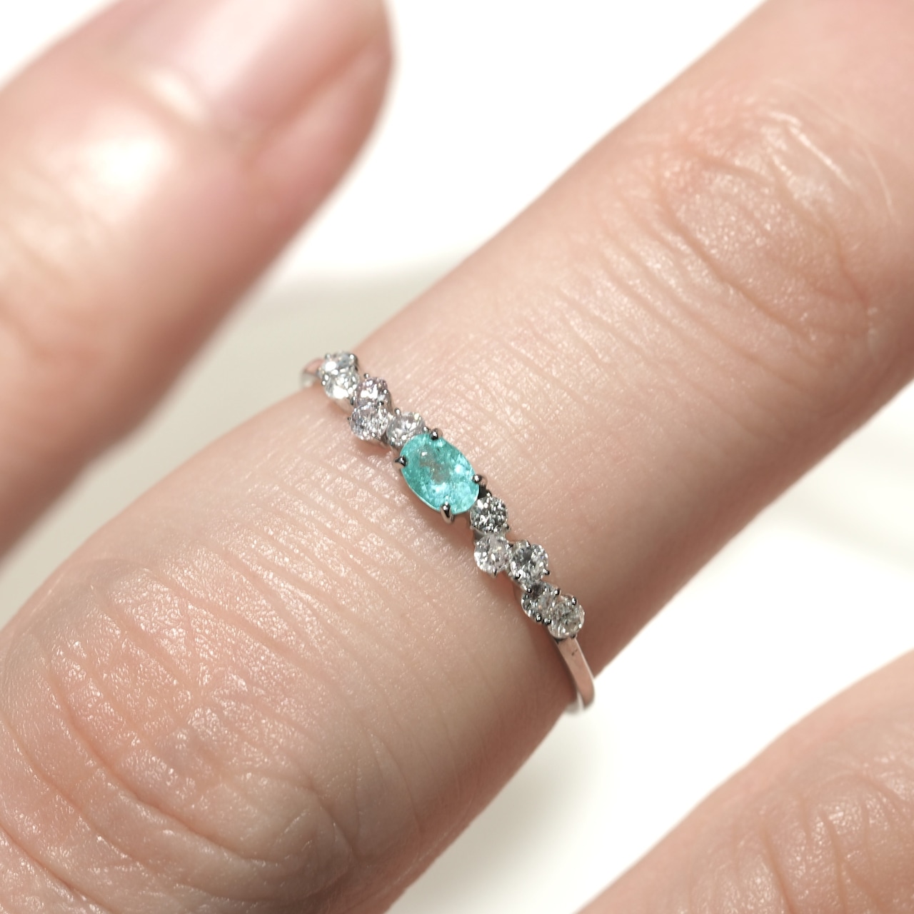 パライバトルマリン ブラジル産 リング 0.088ct D0.13ct pt900 Paraiba Tourmaline