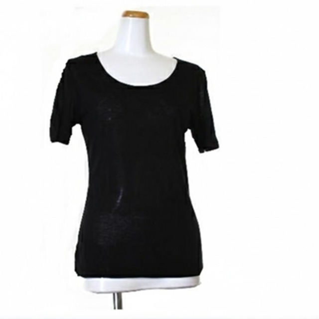 s-4274-TS   【高級】シルク天竺ニット レディース半袖インナー ブラック　カーメル激安価格８７００円→驚異の在庫一掃価格７８００円
