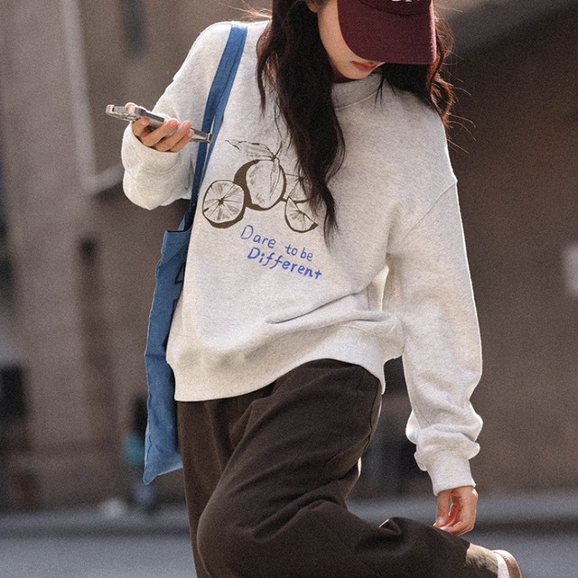 print crew neck sweatshirt J00106