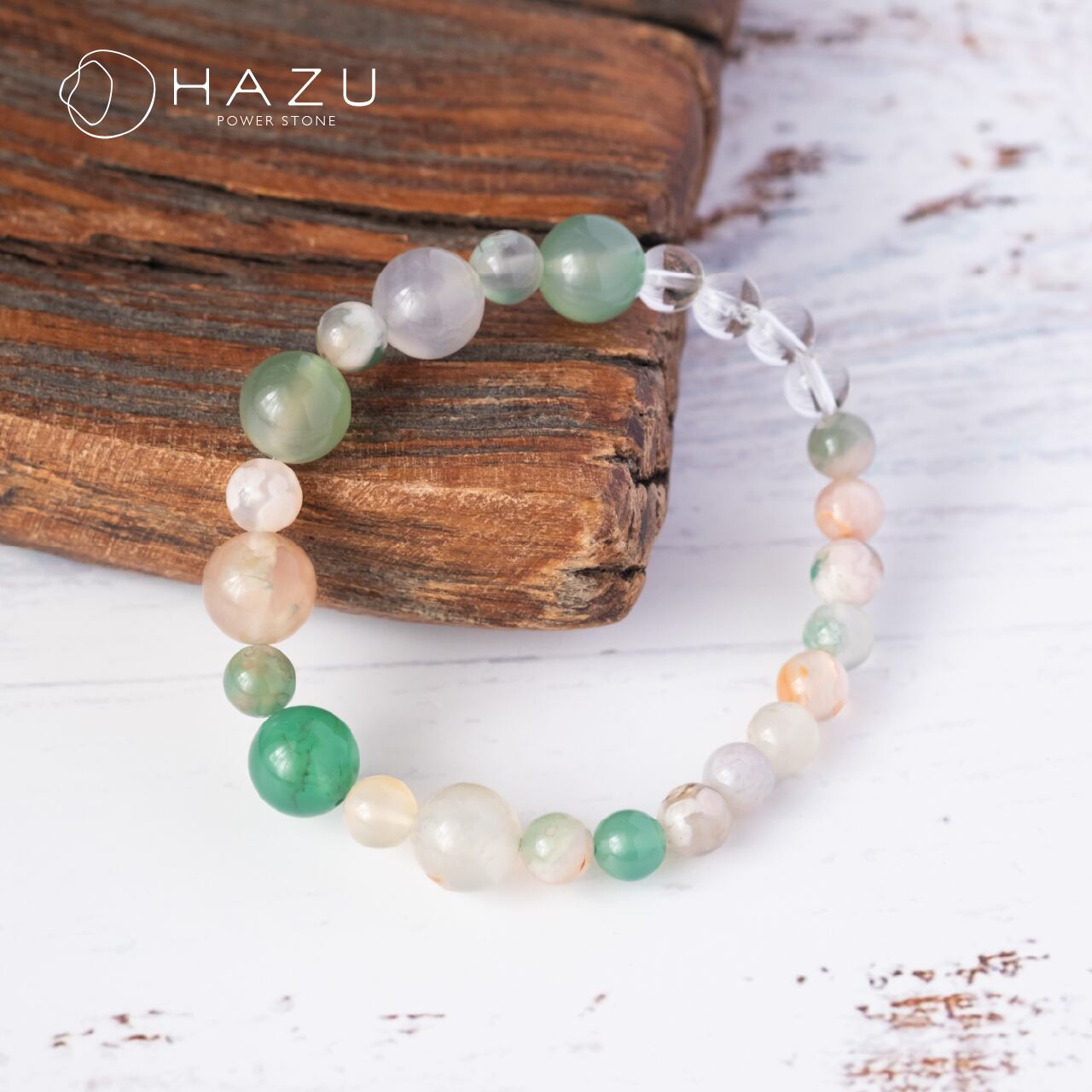 SALE☆心が晴れる優しい桜瑪瑙［グリーン桜瑪瑙／水晶