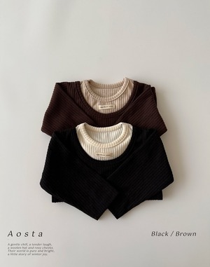 【Aosta】 レイヤードT／ブラウン×ベージュ（70–110cm）