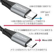 USB C to Micro USB ケーブル 0.5m 2本、USB タイプ C - マイクロ USB 編組コード MacBook (Pro) および Micro USB デバイスの充電と同期をサポート