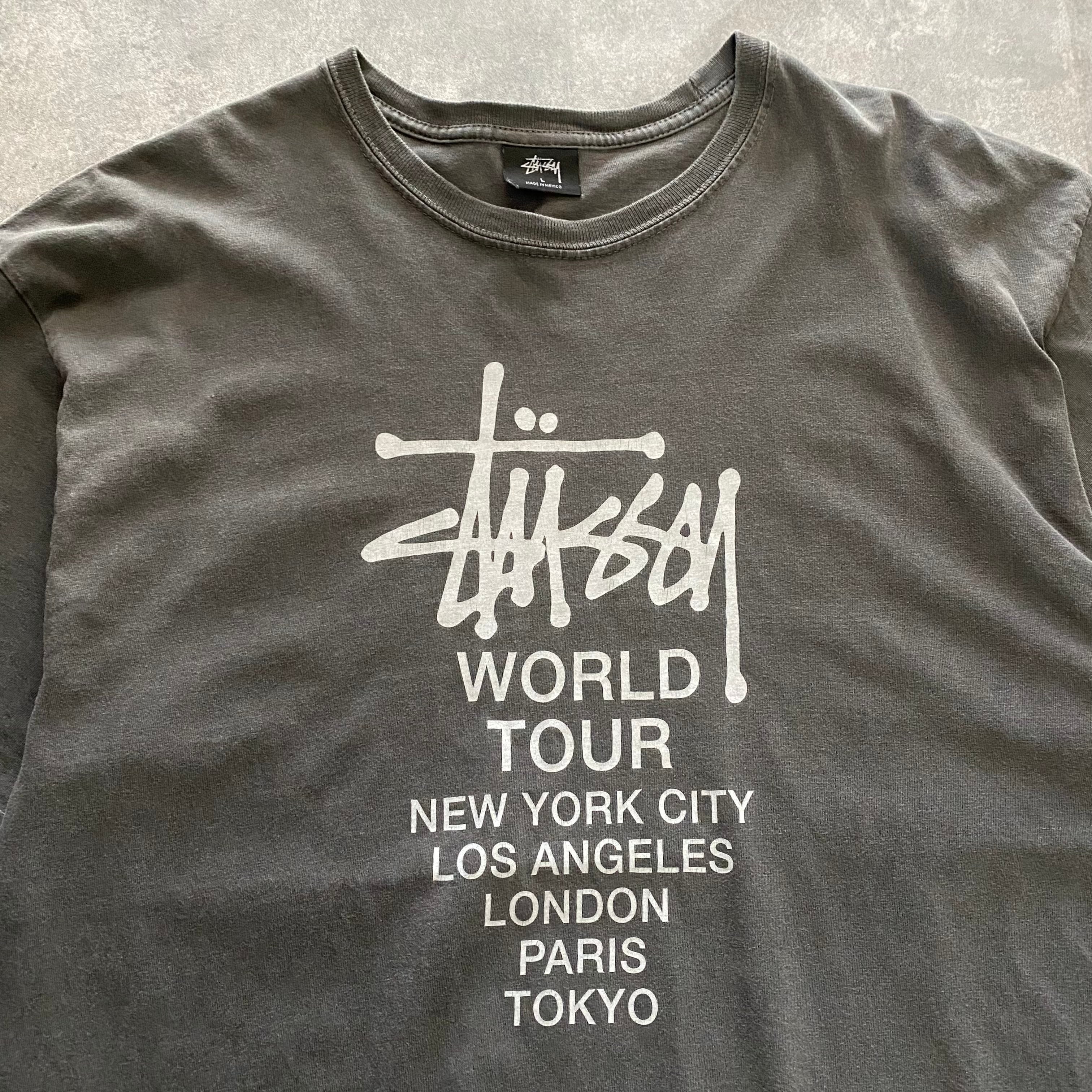 ステューシー ワールドツアー 両面プリント 霜降りグレー Tシャツ ...