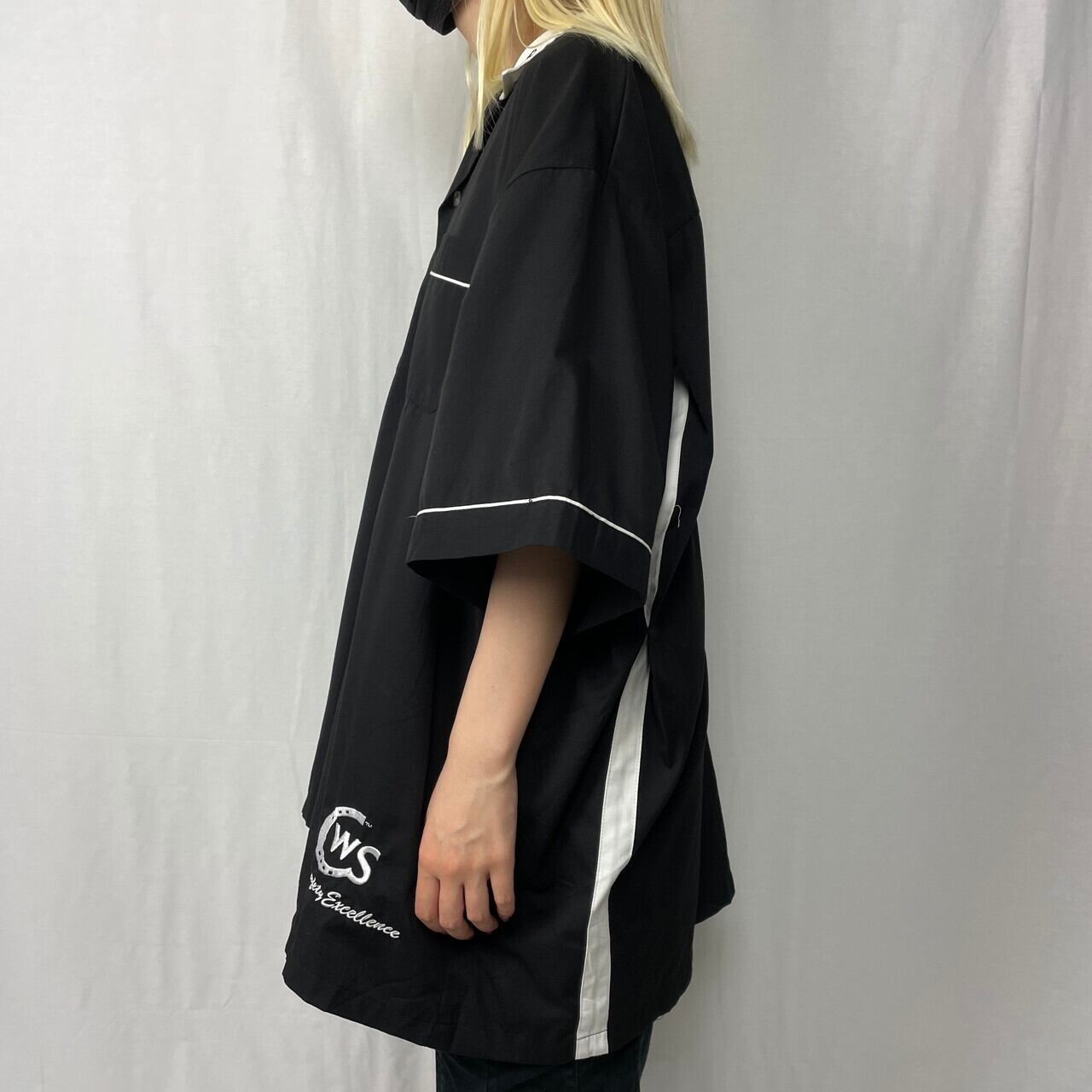 ビッグサイズ HILTON ヒルトン 刺繍 ボーリングシャツ メンズ2XL 古着