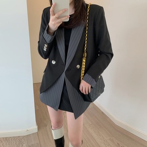 ジャケット レディース 送料無料 長袖 テーラード レイヤード風 オフィスカジュアル 春秋 141990