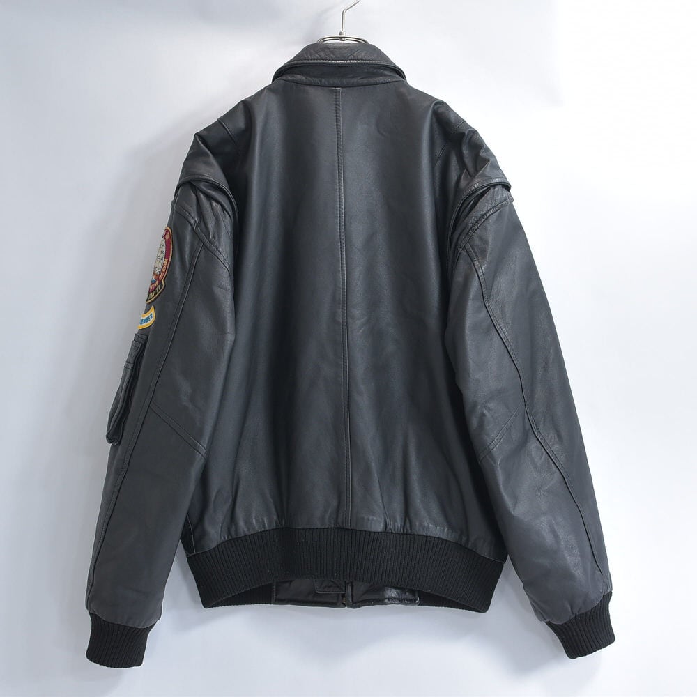 80s～ Steinerシュタイナー ブラックレザー ボンバージャケット