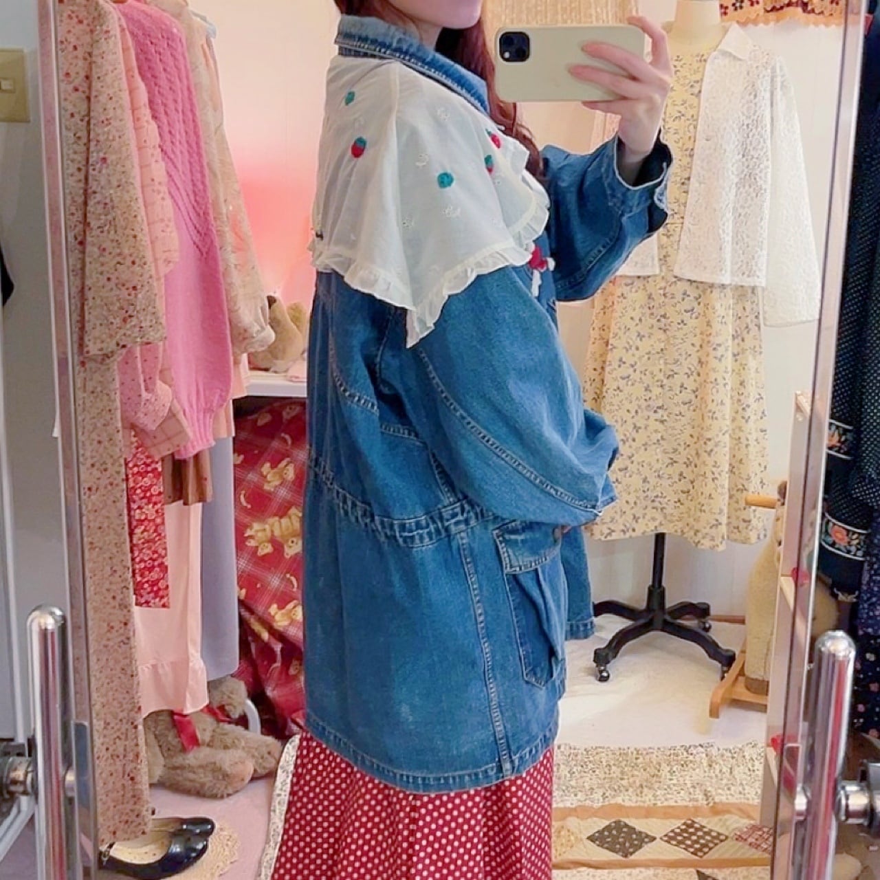 remake ✂︎ walking dwarf frill collar denim jacket