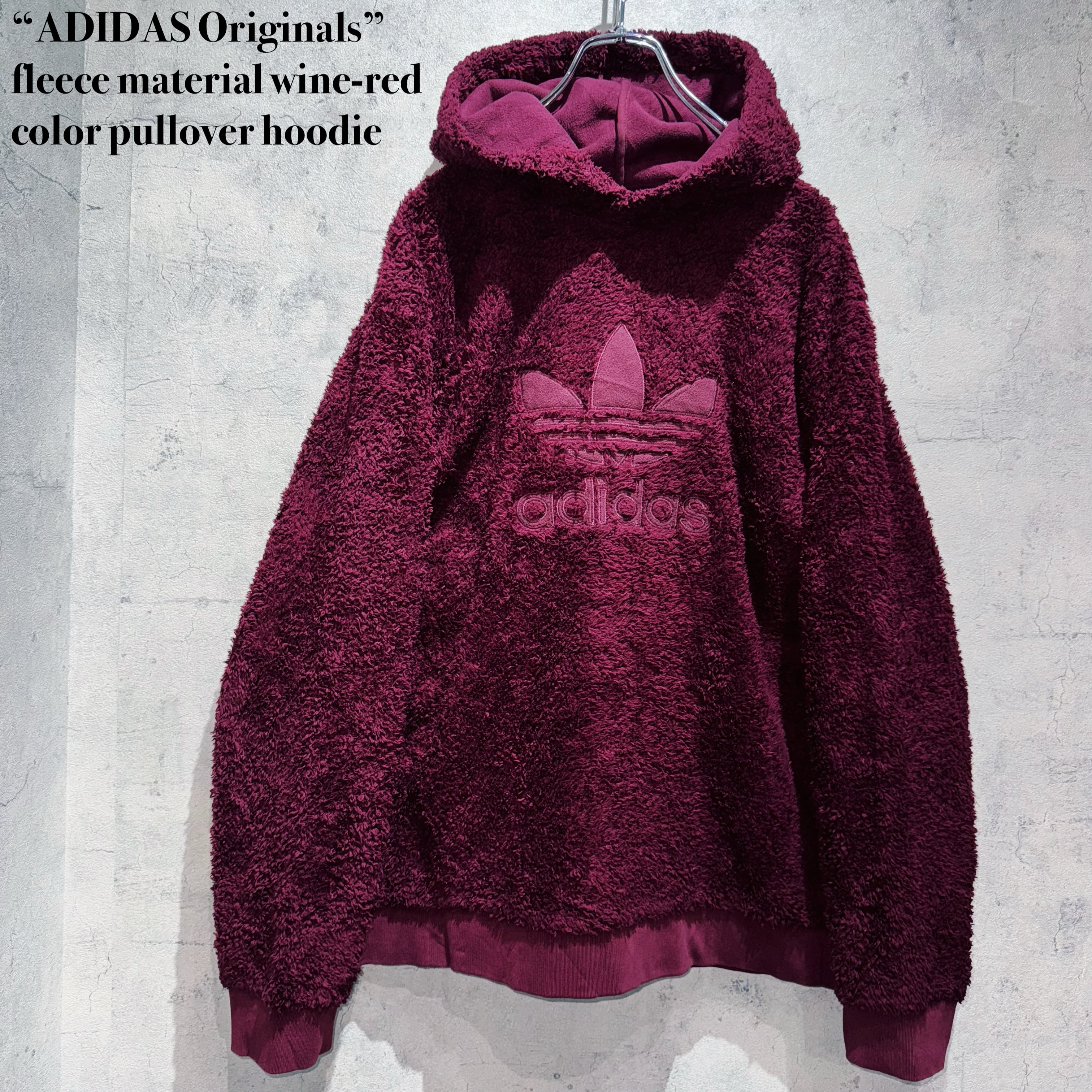 “ADIDAS Originals”fleece material wine-red color pullover hoodie