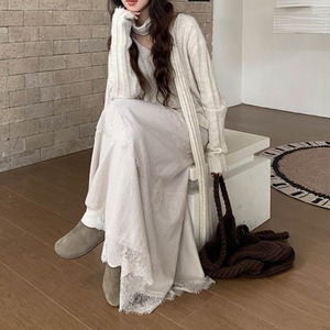lace a-line long skirt　J00473