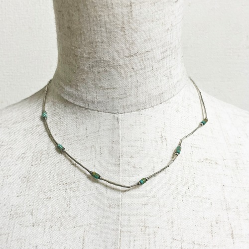 Vintage Southwestern Liquid Silver & Turquoise Beads Necklace