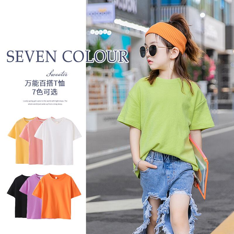 サマーシャツ ソリッド カラー コットン 夏物 Tシャツ ピュア ソリッドカラー トレンディボーイ33325977382