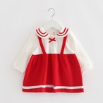 パイピングカラーのサス付きカットソーワンピ