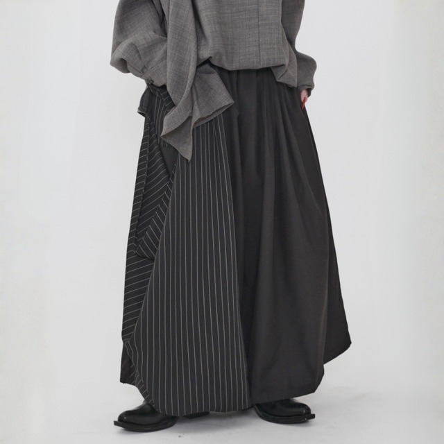Asymmetric striped balloon pants C1589