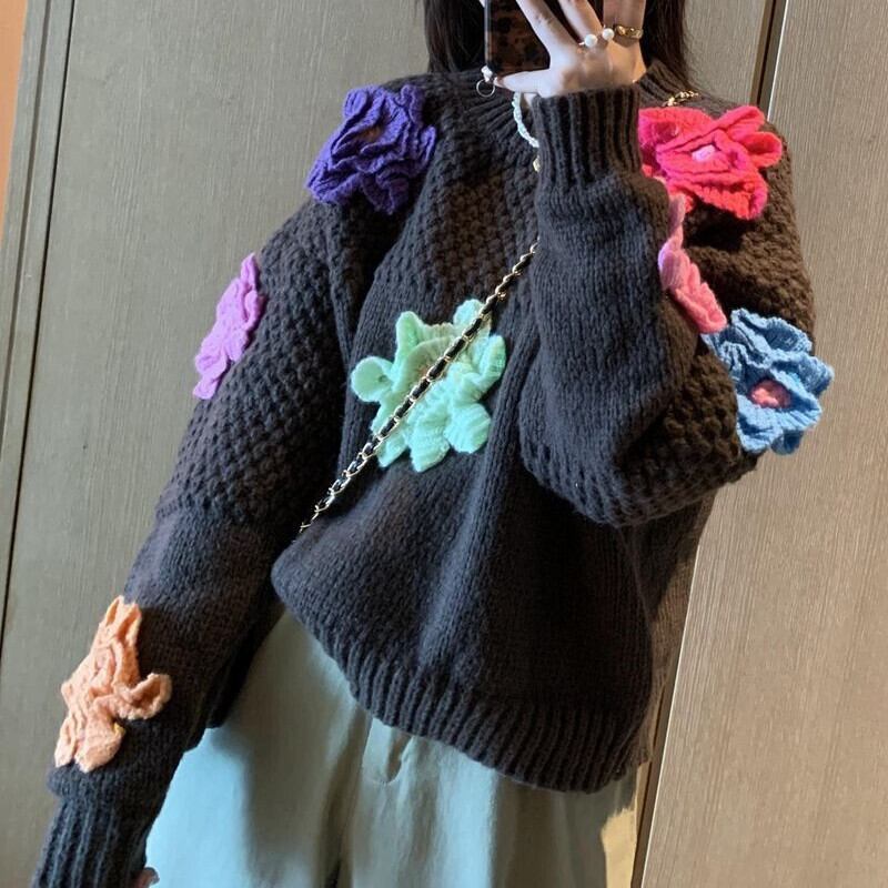 【tops】立体フラワーニットセーター M26275