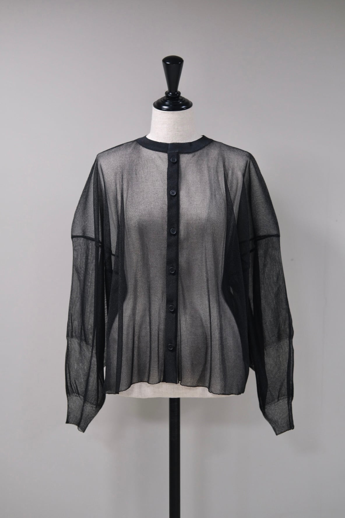 CFCL】CASCADES LUCENT STAND COLLAR LONG SLEEVE SHIRT -BLACK- | loop