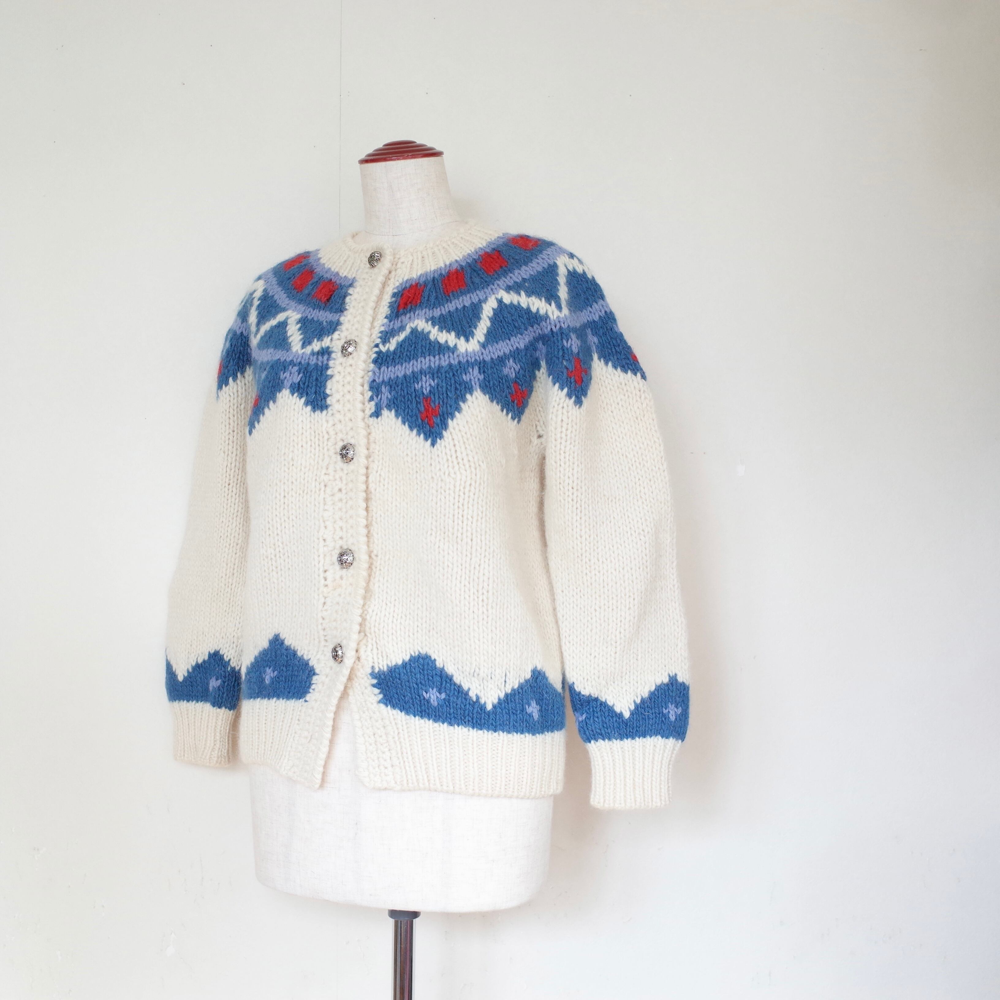 Hand knit fair isle cardigan