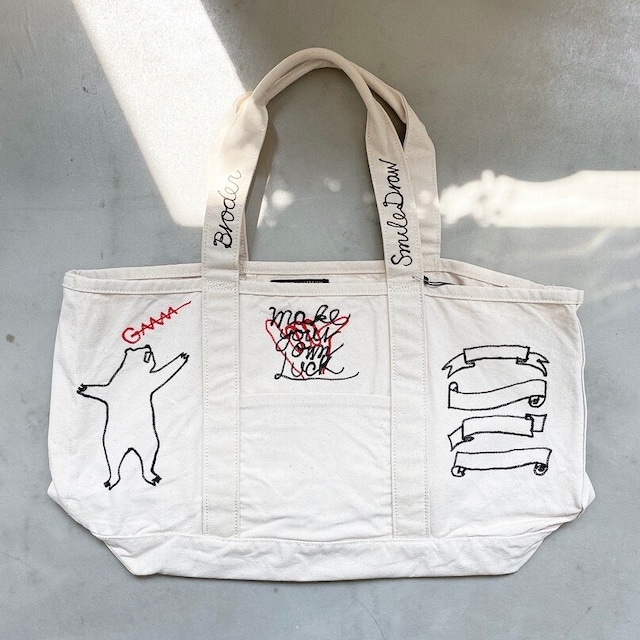 [ BRODRER ] Handle embroidery BAG / WHITE