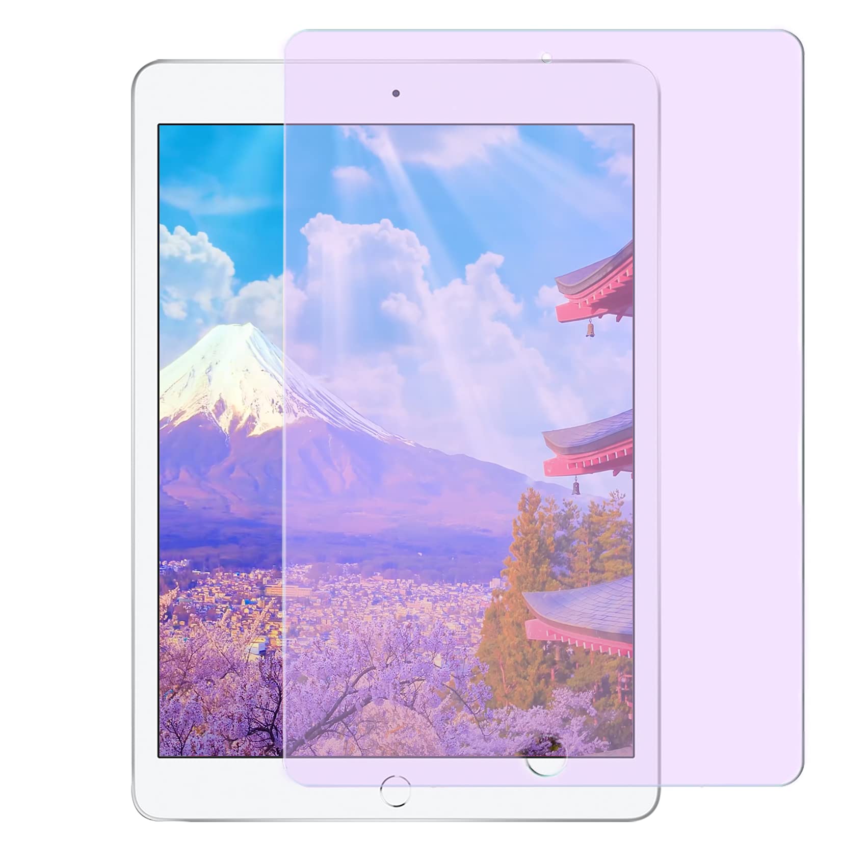 【ブルーライトカット】iPad 9.7 2018 第6世代/2017 5世代ガラスフィルム アイパッドPro9.7/Air2/Air ガラス フィルム ipad 9.7インチ 保護ガラス iPad5/6用 目の疲れ軽減/硬度9H/気泡ゼロ/貼り付け簡単/旭硝子/指紋防止【1枚セット】