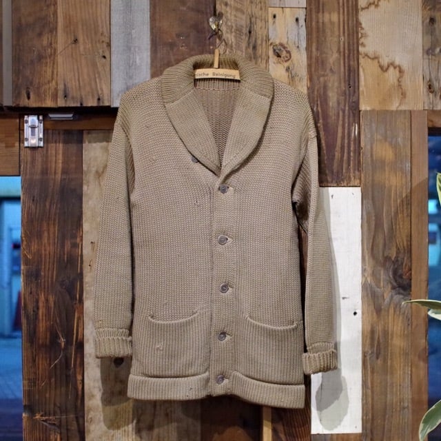 1930s Low Gauge Shawl Collar Athletic Cardigan / 30年代 ローゲージ