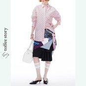 ストライプの錯覚/ピンクオーバーシャツ 《B0012》