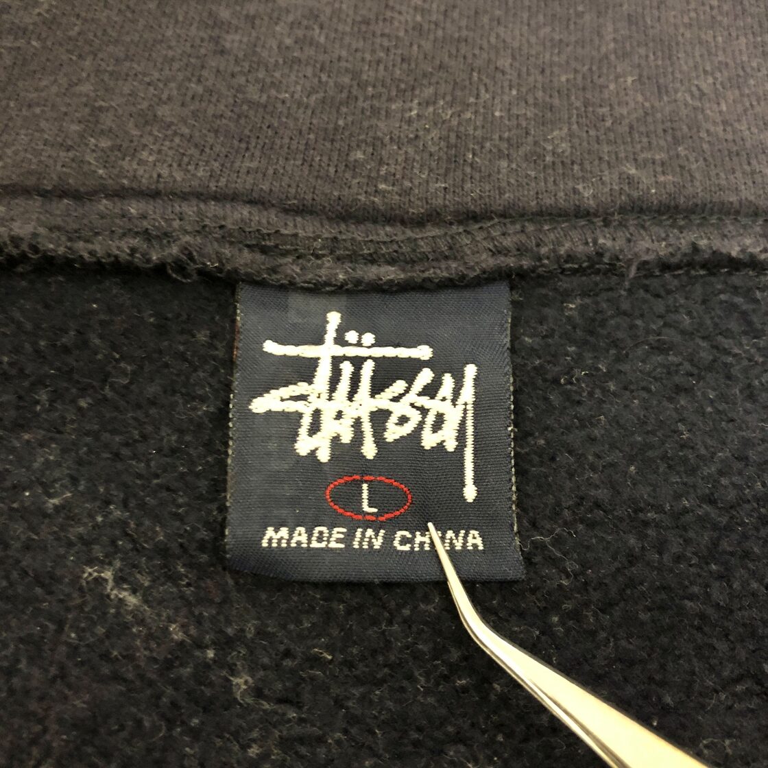 90～00s OLD STUSSY/Half zip Hoodie/China製/紺タグ/L/ハーフジップ 