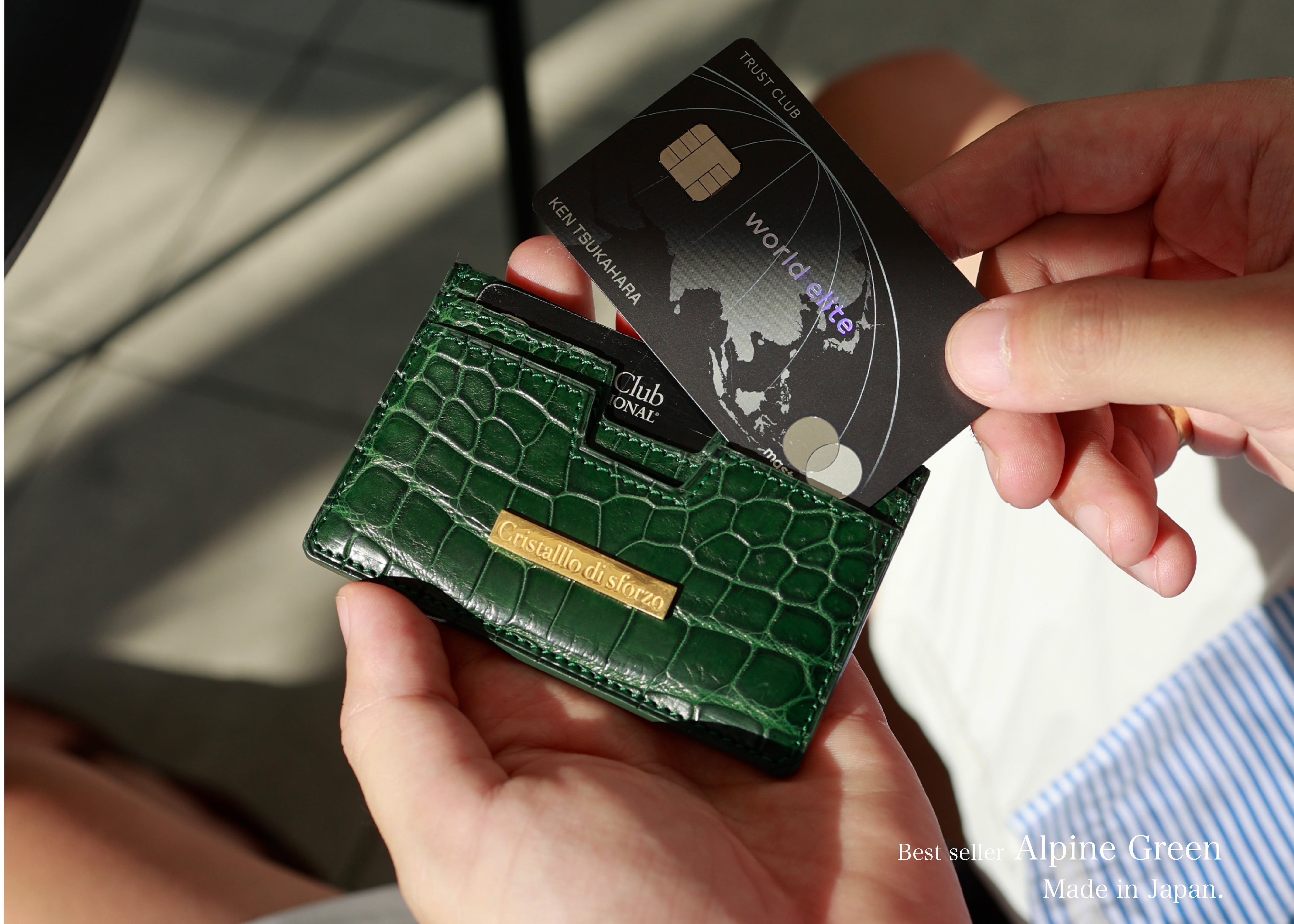 Crocodile Porosus Card Case / Alpine Green【フランス製ポロサス】【送料無料】