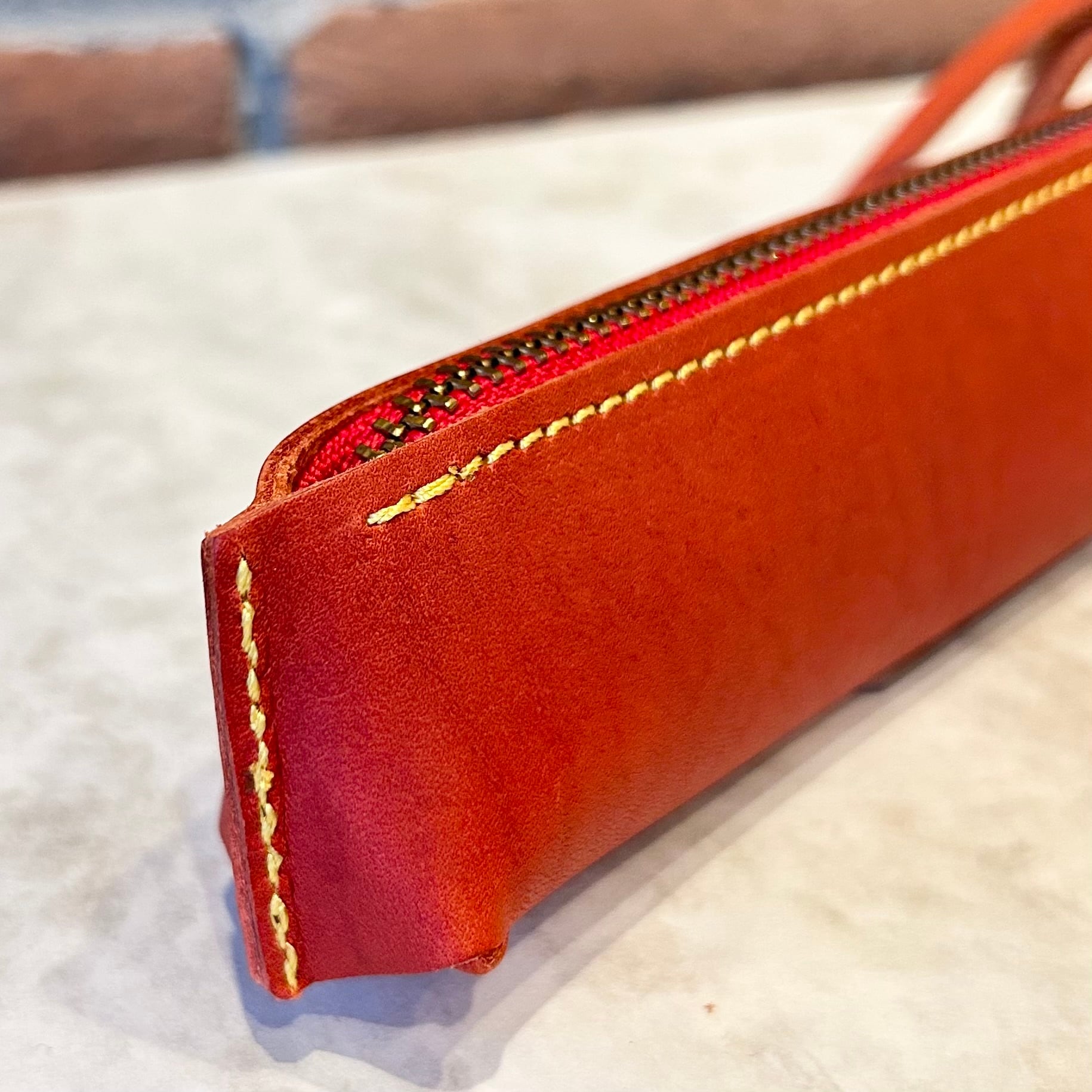 在庫限り＆店頭長期在庫品】ガルフストリーム「革ペンケース（レッド