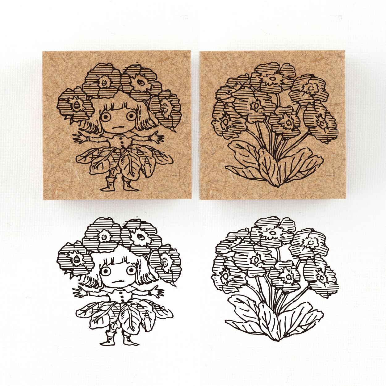 『プリムラの精霊 プリエル Priel』花の精霊フローラニマ達のスタンプ 30×30mm