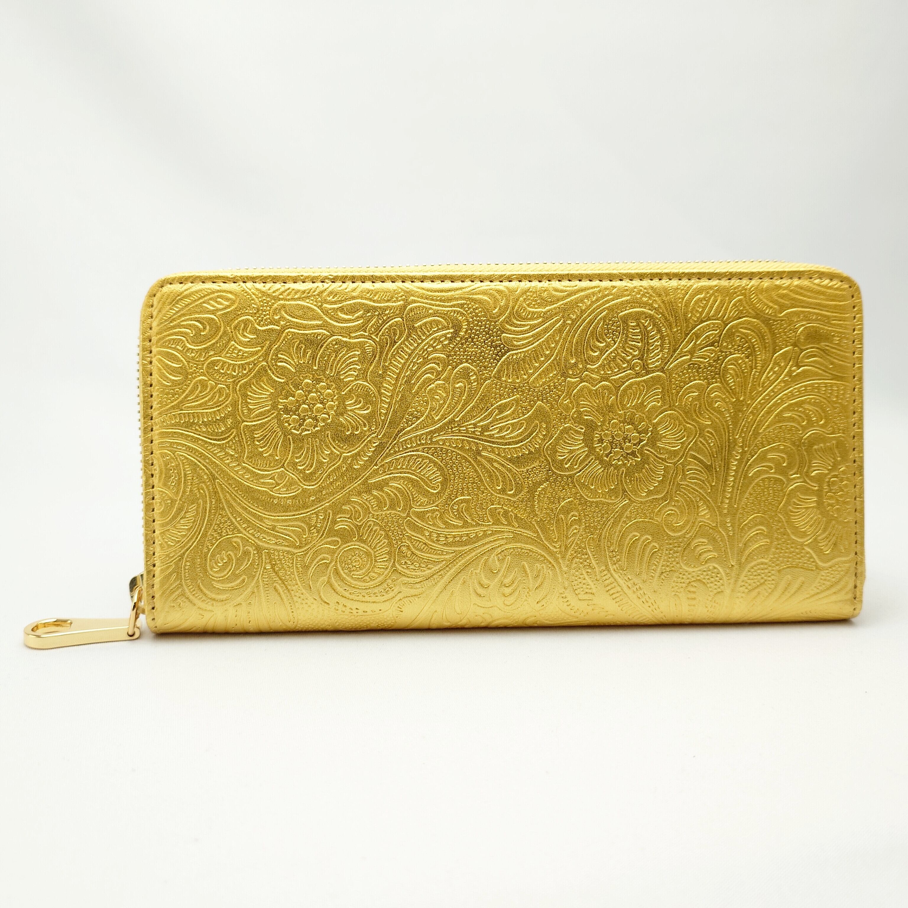 ラウンド長財布(A)金箔フラワー柄 / ゴールド財布 | EARSH GOLD ラウンド長財布(A)金箔フラワー柄 / ゴールド財布 | EARSH GOLD